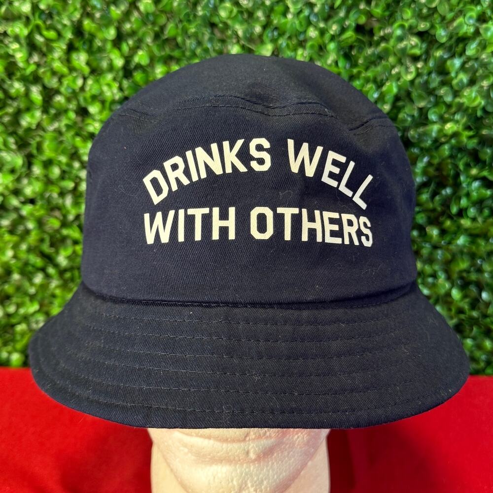 Drinks Well With Others Adult Bucket Hat Kings Of NY Navy Blue Funny Gift